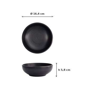 Rice Bowl Salat- Iwate Black, Melamine, 700 ml, Item No. 33281