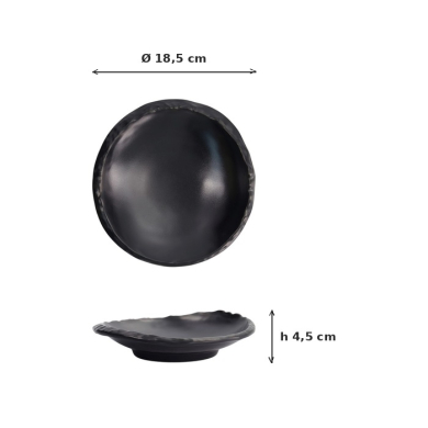 Teller Iwate Black, Melamin, Ø 18,5 cm, Höhe 4,5 cm, Art.-Nr. 33282