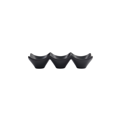 Sauce Dish with 3 Compartments Iwate Black, Melamine, 18.7 × 6.2 × 4.4 cm, Item No. 33287