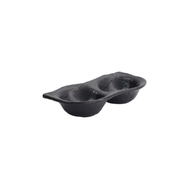 Saucenschale mit 2 Mulden Iwate Black, Melamin, 19,2 × 9,4 × 3,6 cm, Art.-Nr. 33288
