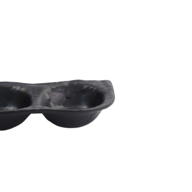 Saucenschale mit 2 Mulden Iwate Black, Melamin, 19,2 × 9,4 × 3,6 cm, Art.-Nr. 33288