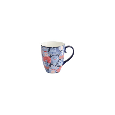 Mug Kawaii Lucky Cat Daruma Blue in a gift box, Porcelain, 380 ml, Item No. 33355