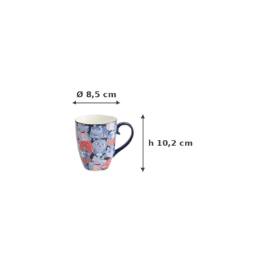 Mug Kawaii Lucky Cat Daruma Blue in a gift box, Porcelain, 380 ml, Item No. 33355