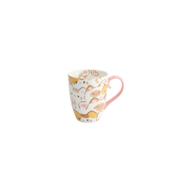 Mug Kawaii Maneko Cat Yellow, White, Porcelain, 380 ml, Item No. 33357
