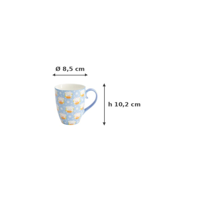 Mug Kawaii Lucky Cat Blue in a gift box, Porcelain, 380 ml, Item No. 33358