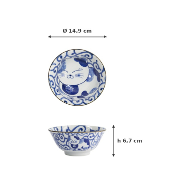 Tayo-Schale Kawaii Cat Neko Blau, Porzellan, 500 ml, Art.-Nr. 33414