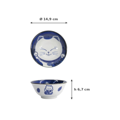 Tayo-Schale Kawaii Cat Neko Blau, Porzellan, 500 ml, Art.-Nr. 33415