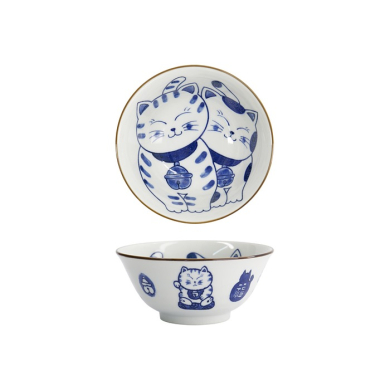 Tayo Bowl Kawaii Cat Neko Blue, Porcelain, 500 ml