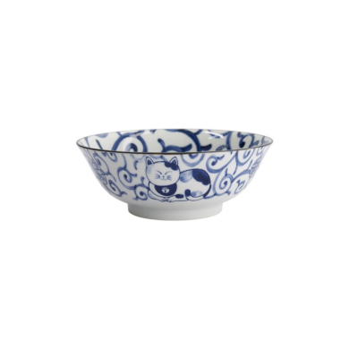 Ramen Bowl Kawaii Cat Neko Blue, Porcelain, 1 L, Item No. 33418