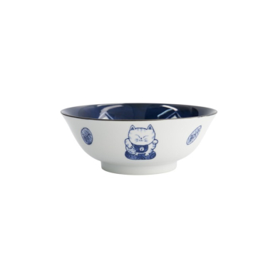 Ramen Bowl Kawaii Cat Neko Blue, Porcelain, 1 L, Item No. 33419