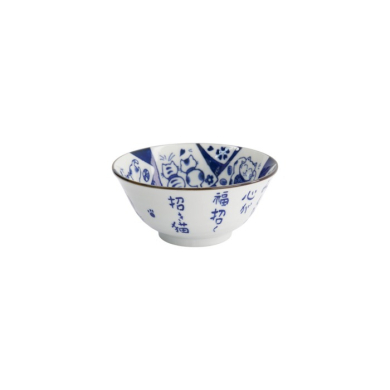 Tayo Bowl Kawaii Cat Neko Blue, Porcelain, 500 ml, Item No. 33485