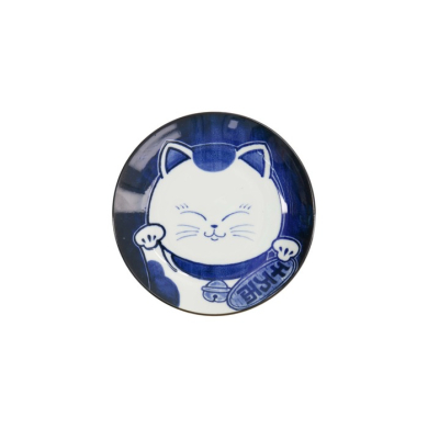 Teller Kawaii Cat Neko Blau/Weiß, Porzellan, Ø 16,7 cm, Art.-Nr. 33500
