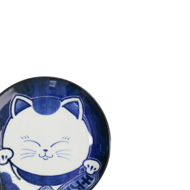 Teller Kawaii Cat Neko Blau/Weiß, Porzellan, Ø 16,7 cm, Art.-Nr. 33500