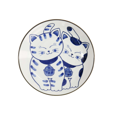 TDS, Runder Teller, Kawaii Cat Neko, Blau, Ø 16,7x2,8cm, Art.-Nr. 33503