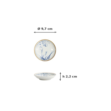 Sauce Bowl Kawaii Susuki Blue, Porcelain, Ø 9.7 cm, Item No. 33549