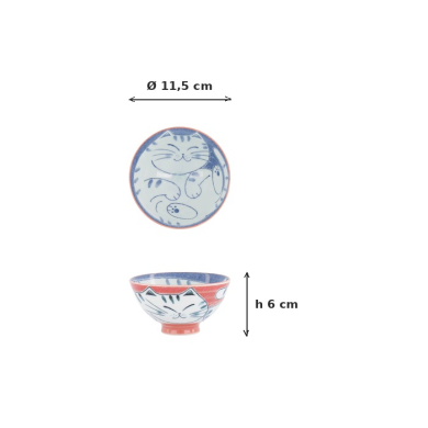 Bowl Kawaii Cat Red, Porcelain, 300 ml, Item No. 33593