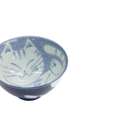 Bowl Kawaii Cat Blue, Porcelain, 300 ml, Item No. 33594