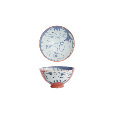 Bowl Kawaii Cat Red, Porcelain, 300 ml