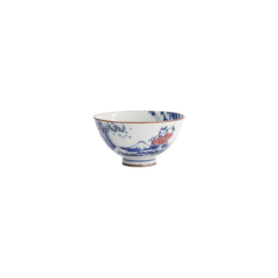 Reisschale Kawaii Wave Cat Blau/Rot, Porzellan, 300 ml, Art.-Nr. 33597