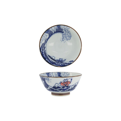 Tayo-Schale Kawaii Wave Cat Blau/Rot, Porzellan, &Oslash; 13 cm