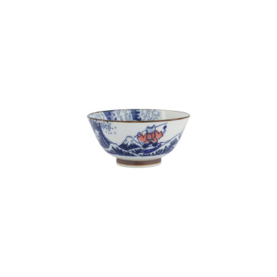 Tayo-Schale Kawaii Wave Cat Blau/Rot, Porzellan, Ø 13 cm, Art.-Nr. 33599