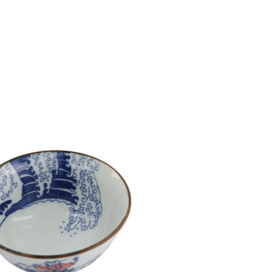 Tayo-Schale Kawaii Wave Cat Blau/Rot, Porzellan, Ø 13 cm, Art.-Nr. 33599