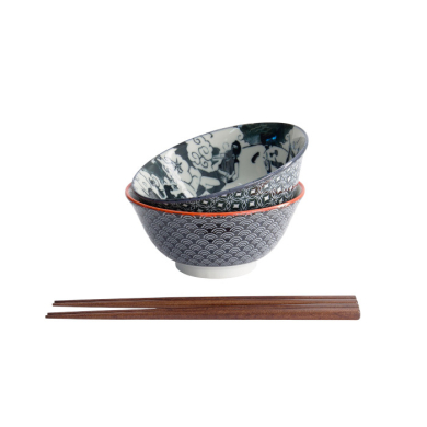TDS, Tayo Schale Geschenkset mit Essstäbchen, 2 Stk, Asakusa, Ø 14,8x7cm 550ml, Art.-Nr. 33604