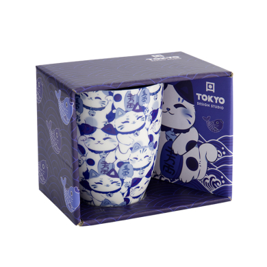 Schwarze Katze Kawaii Glückliche Katze (Lucky Cat) Tasse in Geschenkbox bei Tokyo Design Studio (Bild 1 von 7)
