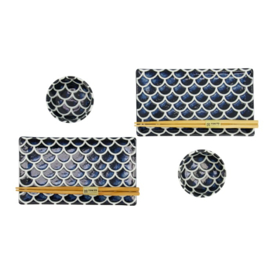 Sushi-Set Cobalt Blue Mermaid Weiß, 6-tlg., Porzellan, Art.-Nr. 33755