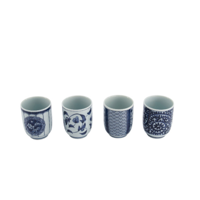 TDS, Cup Giftset, 4 pcs, Blue/White, Ø 6.5 x 7.5 cm 160 ml, Item No. 33843