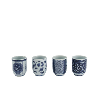 TDS, Cup Giftset, 4 pcs, Blue/White, Ø 6.5 x 7.5 cm 160 ml, Item No. 33843
