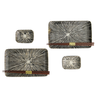 TDS, Sushi Set, Brown Tokusa, Giftset with Chopsticks, 6 pcs, Item No. 33847