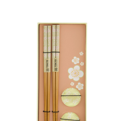 TDS, Chopstick Set, White Blossom incl. chopstick rests, 2 pair, Item No. 33920