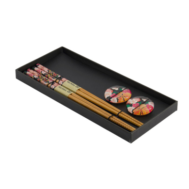 TDS, 2 Paar Essstäbchen, Flower, mit Essstäbchenablage, Art.-Nr. 33923