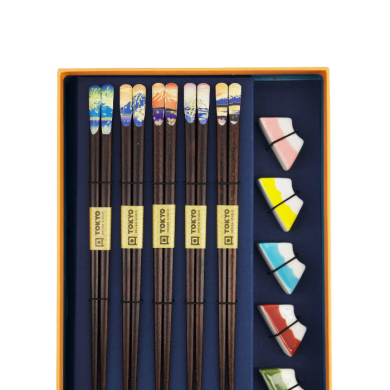 TDS, Chopstick Set, Fuji Mountain incl. chopstick rests, 5 pair, Item No. 33924