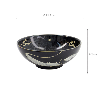 TDS, Ramen Bowl, Kawaii Black Whale, Ø 21.3x8.2cm 1450ml, Item No. 33949