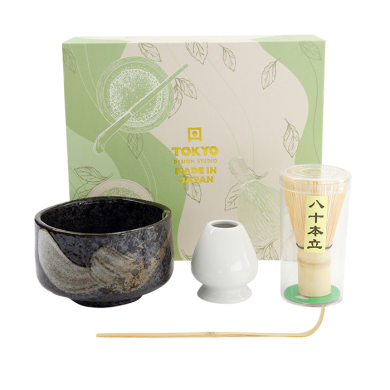 hellblau/grau Matcha Schale Geschenkset  bei Tokyo Design Studio (Bild 2 von 2)