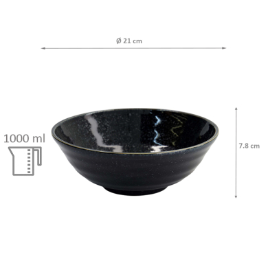 TDS, Ramen Bowl, Kuromoku Black, Ø 21 x 7.8 cm, 1000ml - Item No. 34070