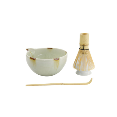 TDS, Matcha Schale Geschenkset 4-tlg., 14,5 x 6,5 cm, Unofu Brown White, Art.-Nr. 34080