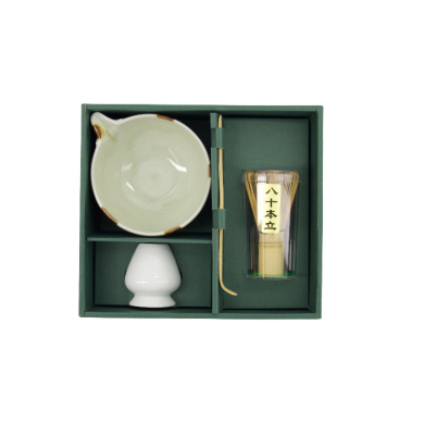 TDS, Matcha Schale Geschenkset 4-tlg., 14,5 x 6,5 cm, Unofu Brown White, Art.-Nr. 34080