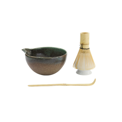 TDS, Matcha Schale Geschenkset, 4-tlg., 14,5 x 6,5 cm, Hisui Green, Art.-Nr. 34081