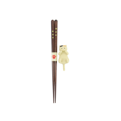 TDS, Chopsticks including Rest, Giftset, Cat, Brown - Item No. 34176