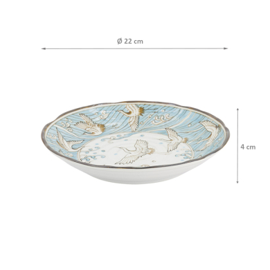 TDS, Plate, Crane, Light Blue, Ø 22x4cm, Item No. 617348
