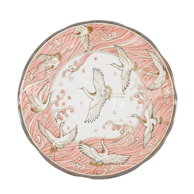 TDS, Plate, Crane, Pink, Ø 22x4cm, Item No. 617355