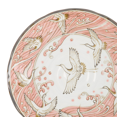 TDS, Plate, Crane, Pink, Ø 22x4cm, Item No. 617355