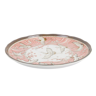 TDS, Plate, Crane, Pink, Ø 24.7x3cm, Item No. 617379