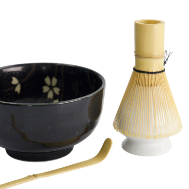 TDS, Matcha Bowl Giftset , 4-piece set, 12.7 x 7 cm, Sakura Black, Item No. 617416