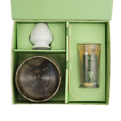 TDS, Matcha Bowl Giftset , 4-piece set, 11.5 x 7.5 cm, Shiro Hake, Item No. 617430