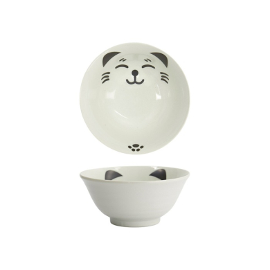 Rice Bowl Kawaii Cat Neko White, Porcelain, 500 ml