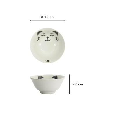 Rice Bowl Kawaii Cat Neko White, Porcelain, 500 ml, Item No. 617591